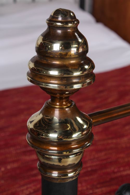 fig 1. Handsome Art Nouveau detail aged black and brass 6ft bed
