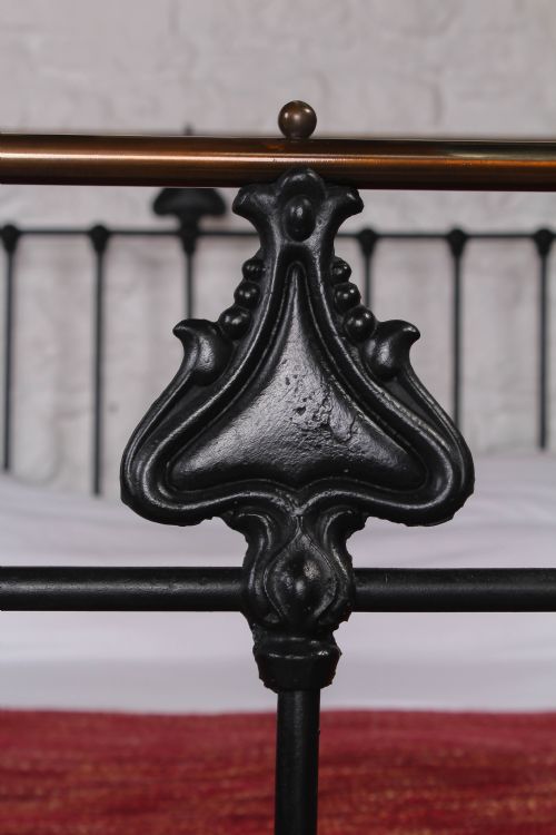 fig 3. Handsome Art Nouveau detail aged black and brass 6ft bed