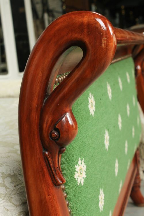 fig 1. Pretty pair of single cherry swan detail upholstered beds