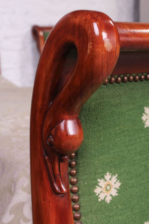 fig 3. Pretty pair of single cherry swan detail upholstered beds