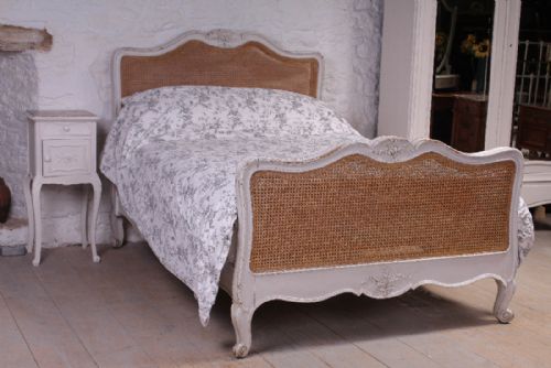 Adaptable French Painted Cane Double Bed/day Bed