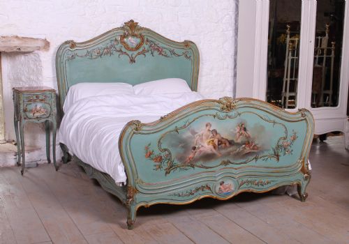Exquisite Louis Xv Rococo Style Bed and Matching Bedside.