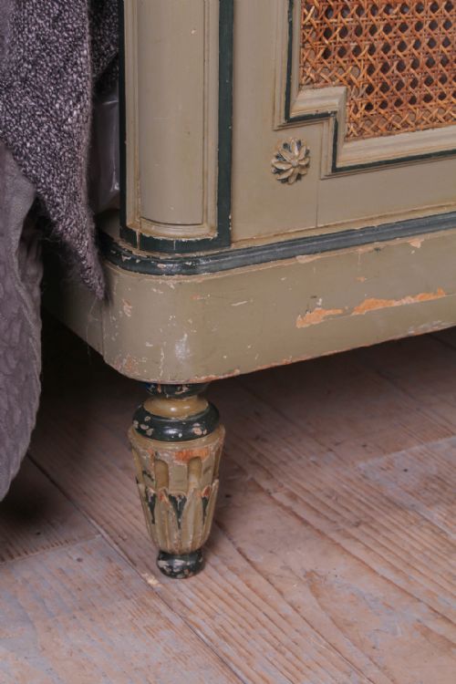 fig 3. Beautiful original Eau De Nil French caned large king size bed (has matching dressing table)