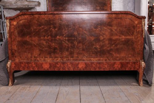 fig 1. Magnificent burr walnut and flame mahogany 5Ft king size bed