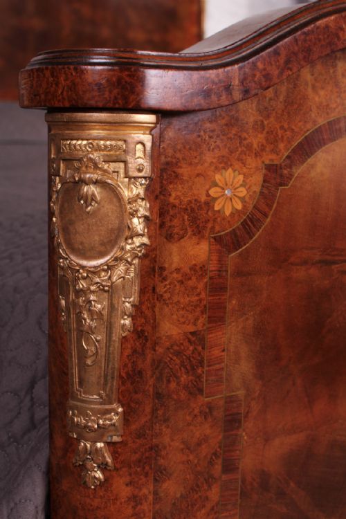 fig 3. Magnificent burr walnut and flame mahogany 5Ft king size bed