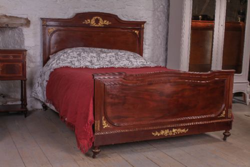 Mahogany King Size French Bed with Gilded Bronze Mounts