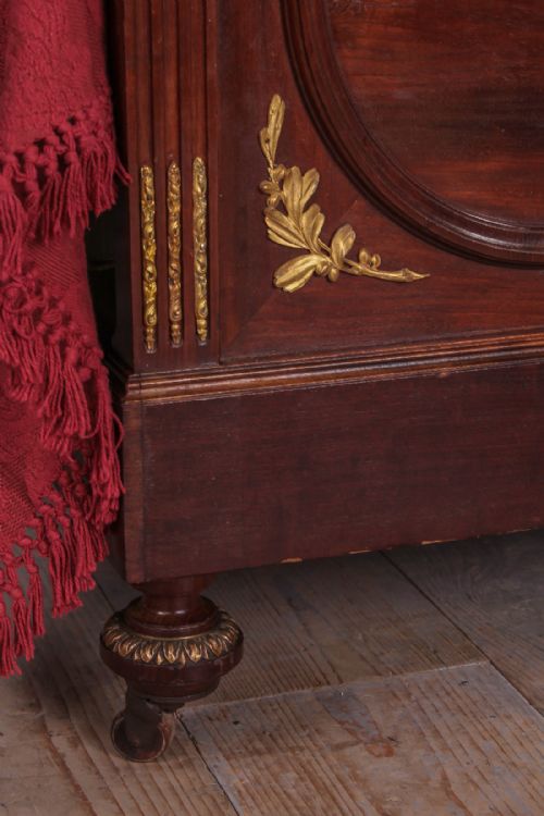 fig 2. Mahogany king size French bed with gilded bronze mounts
