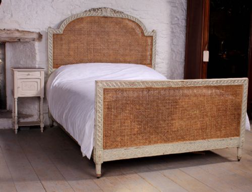 Beautiful Original Paint 5ft King Size Bergere Caned Bed