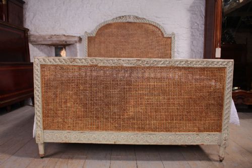 fig 1. Beautiful original paint 5ft king size bergere caned bed