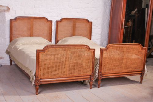 Pair of French Caned Beregere Single Beds