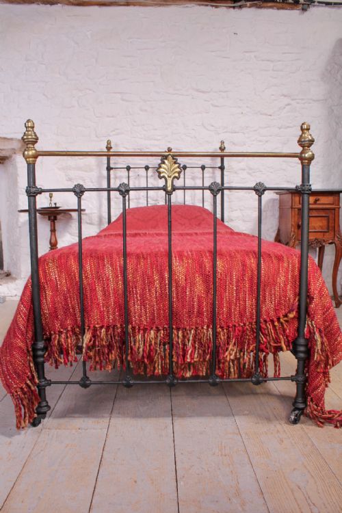 fig 1. Lovely black and brass Victorian single bed