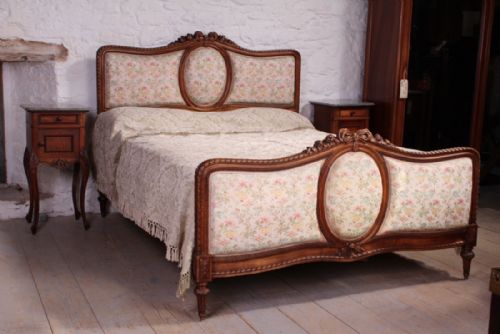 fig 1. Very pretty large king size French carved and embroidered silk bed