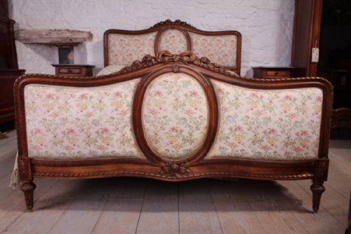 fig 2. Very pretty large king size French carved and embroidered silk bed