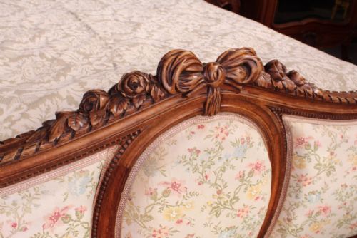 fig 3. Very pretty large king size French carved and embroidered silk bed