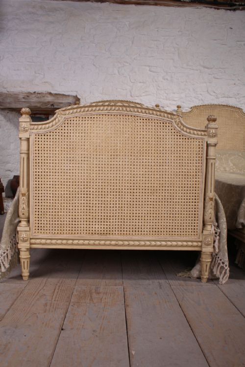 fig 4. Pretty pair of Louis XVI style single painted caned beds