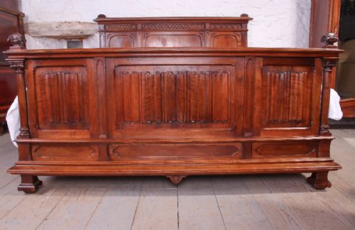 fig 1. Very rare super king size 6' French antique carved walnut bed