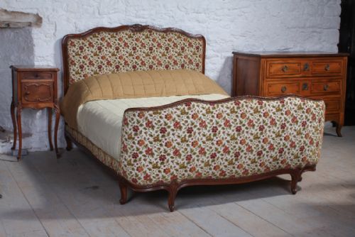 Good Quality French Upholstered Bed with Original Fabric