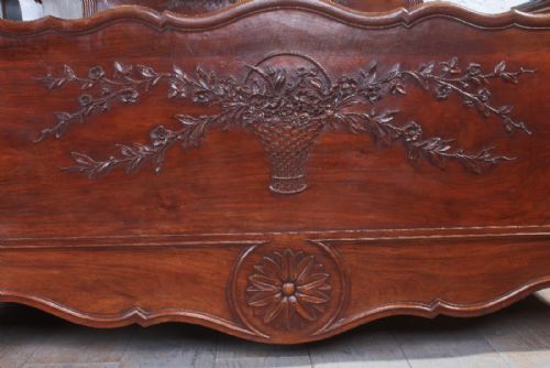 fig 1. French solid walnut large king size Provencale Louis XV style bed
