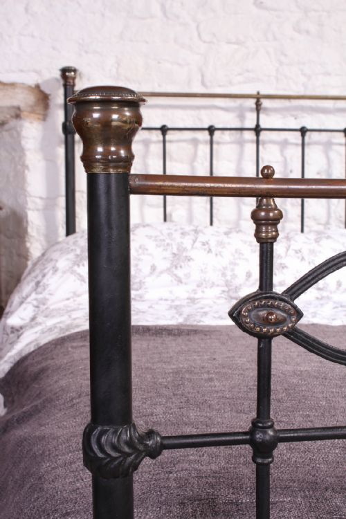 fig 1. Lovely  double black and brass Victorian bed with all original naturally aged brass
