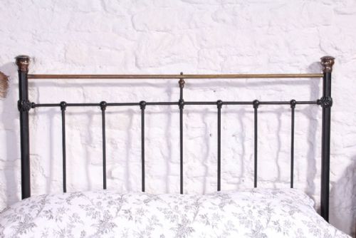 fig 2. Lovely  double black and brass Victorian bed with all original naturally aged brass