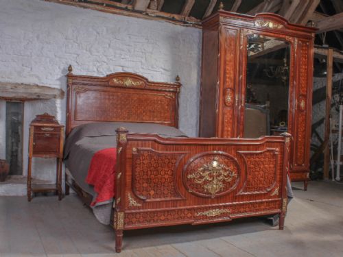 Spectacular Quality Louis Xvi Parquetry Bedroom Suite with King Size Bed