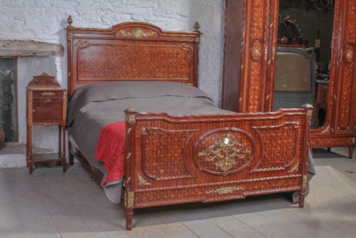 fig 1. Spectacular quality Louis XVI parquetry bedroom suite with king size bed