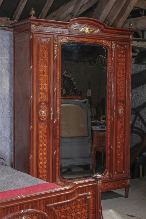 fig 2. Spectacular quality Louis XVI parquetry bedroom suite with king size bed