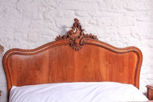 fig 1. Solid walnut Louis XV style double bed