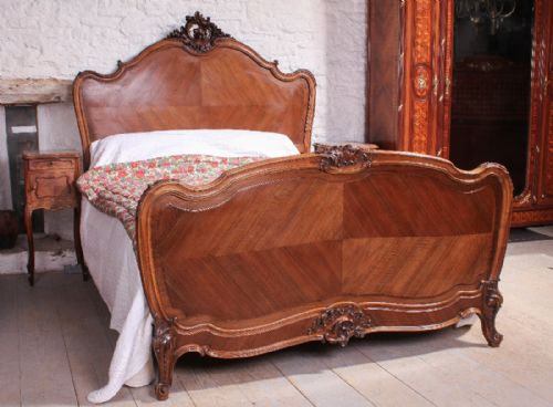 Impressive King Size Walnut Louis Xv Style Bed