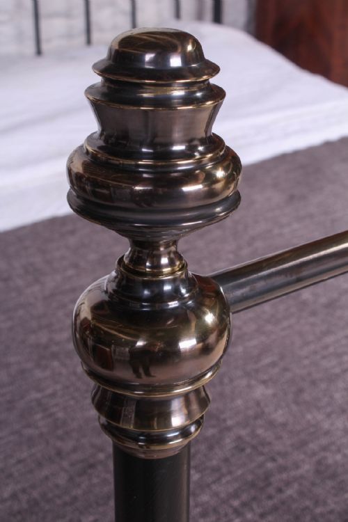 fig 1. Handsome Victorian 6Ft super king size black and aged brass bed