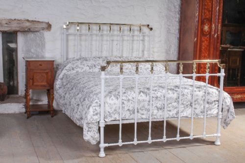 White and Brass Spanish Double  Bed C1900