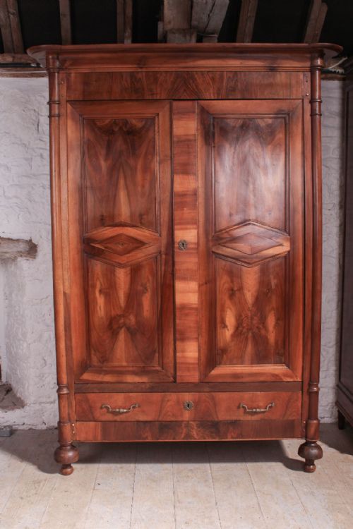 Louis Philippe Style Cherry and Walnut Armoire