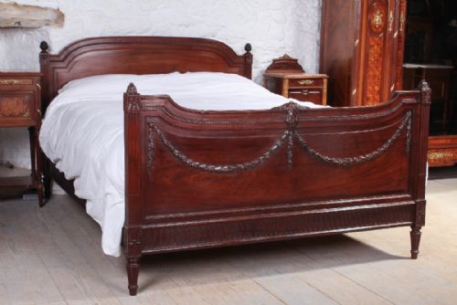 Solid Mahogany Louis Xvi Style King Size Lower Head Board Bed