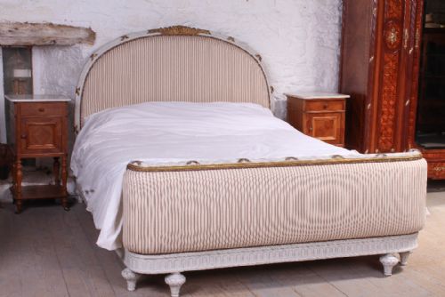 Carved, Gilded French 5ft King Size Upholstered Bed