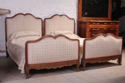 Pair of French Meter Wide Upholstered Beds