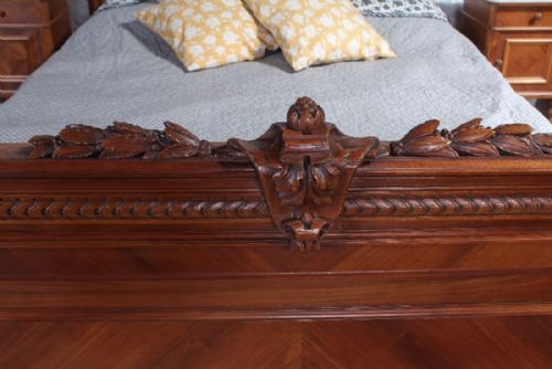 fig 2. Handsome French Empire style walnut quarter veneer 5Ft  king size bed