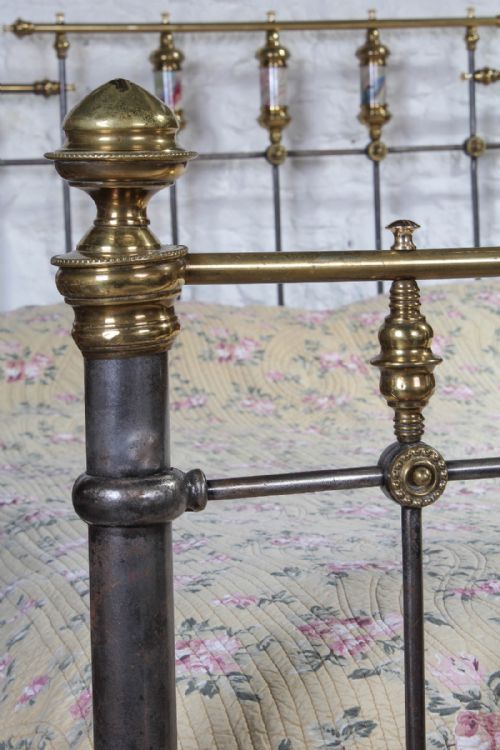 fig 1. King size 5Ft Victorian burnished iron with aged brass and porcelain detail bed