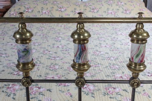 fig 2. King size 5Ft Victorian burnished iron with aged brass and porcelain detail bed