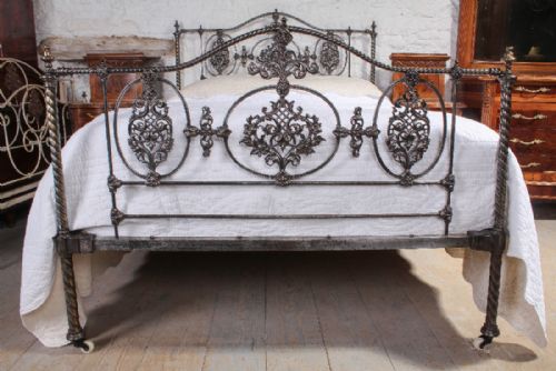 fig 1. Exquisite detail early Victorian iron and brass 5Ft king size Winfield bed