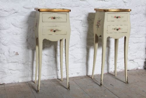 Very Pretty Little Pair of French Painted Bedside Tables