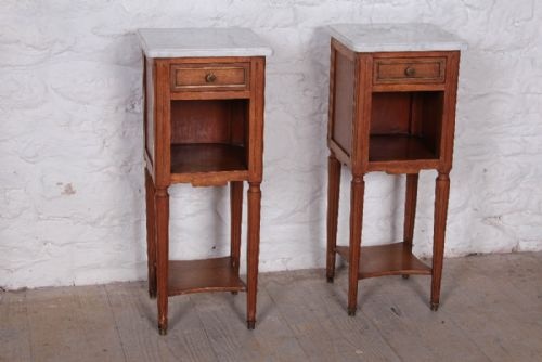 Simple Little French Oak Bedsides with Brass Detail