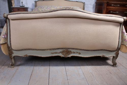 fig 1. Lovely original French paintwork newly upholstered king size Lit Bateau.