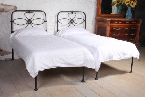 Pair of Irish Single Black No End Beds