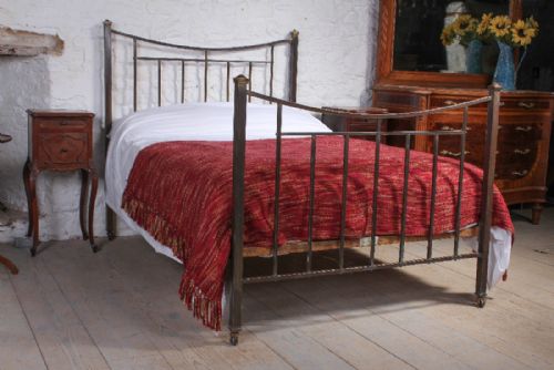 Aged Brass Edwardian Dip Rail Double Bed