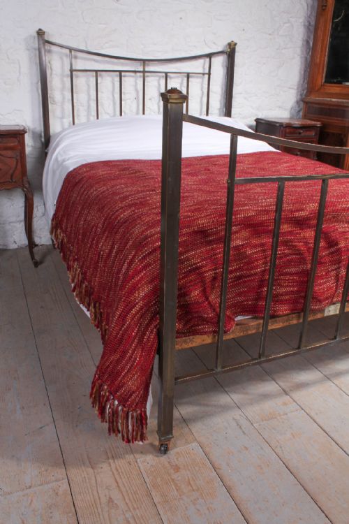 fig 2. Aged brass Edwardian dip rail double bed