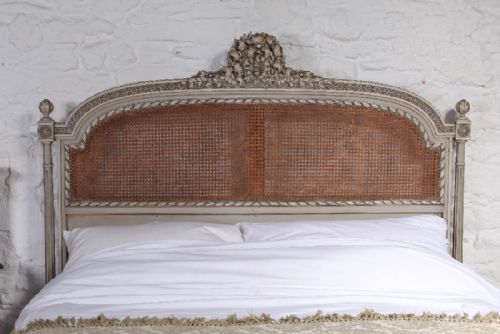 fig 2. Beautiful French painted carved caned king size bed