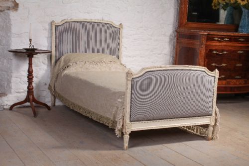 French Single Upholstered Bed with Original Paintwork