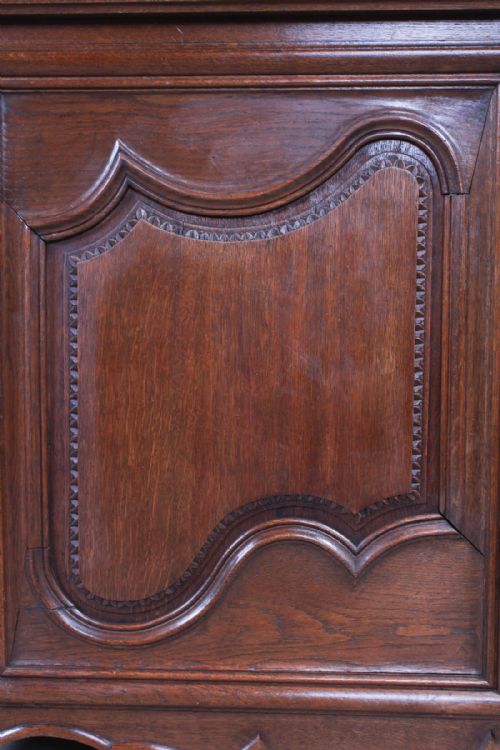 fig 2. Louis XVI style European king size carved oak bed with fielded panels