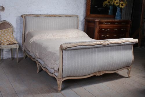 French Nice Quality Lit Bateau Style Newly Upholstered King Size Bed