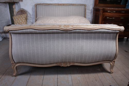 fig 1. French nice quality lit bateau style newly upholstered king size bed